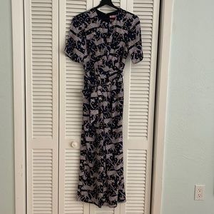 Kate Spade Panther Print Jumpsuit w/ Bow Tie
